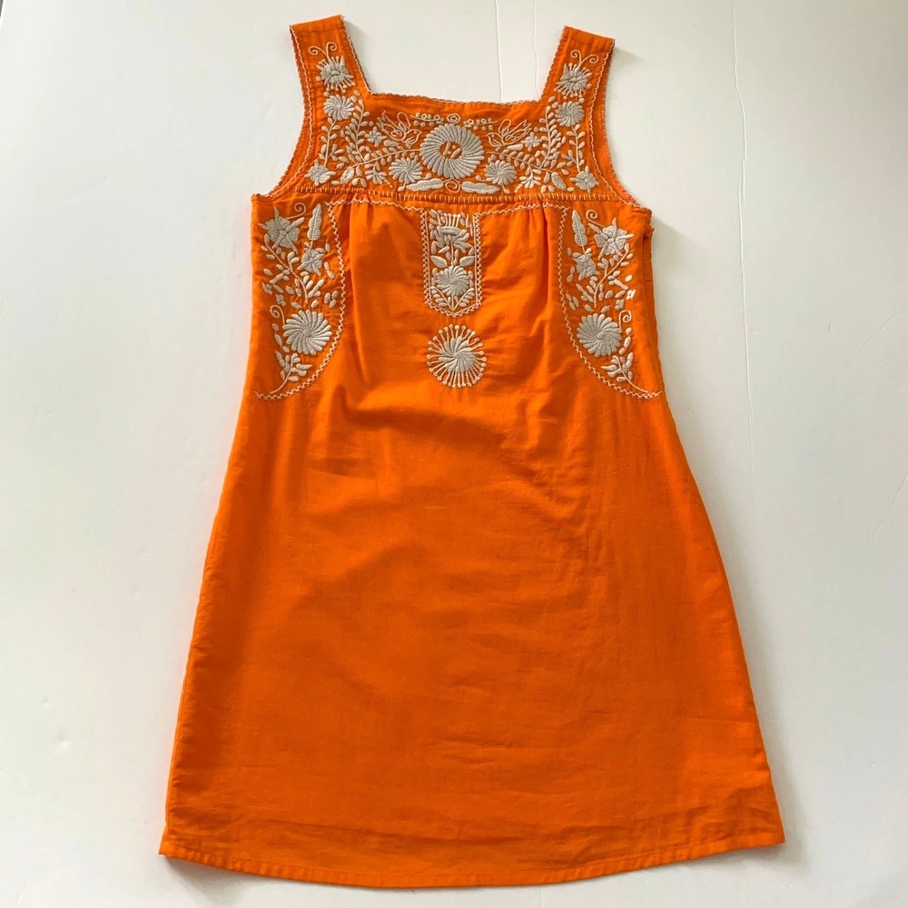 Tory Burch‎ Amira Embroidered Cover-up Dress 4 2 0 XS Cotton Orange Beige